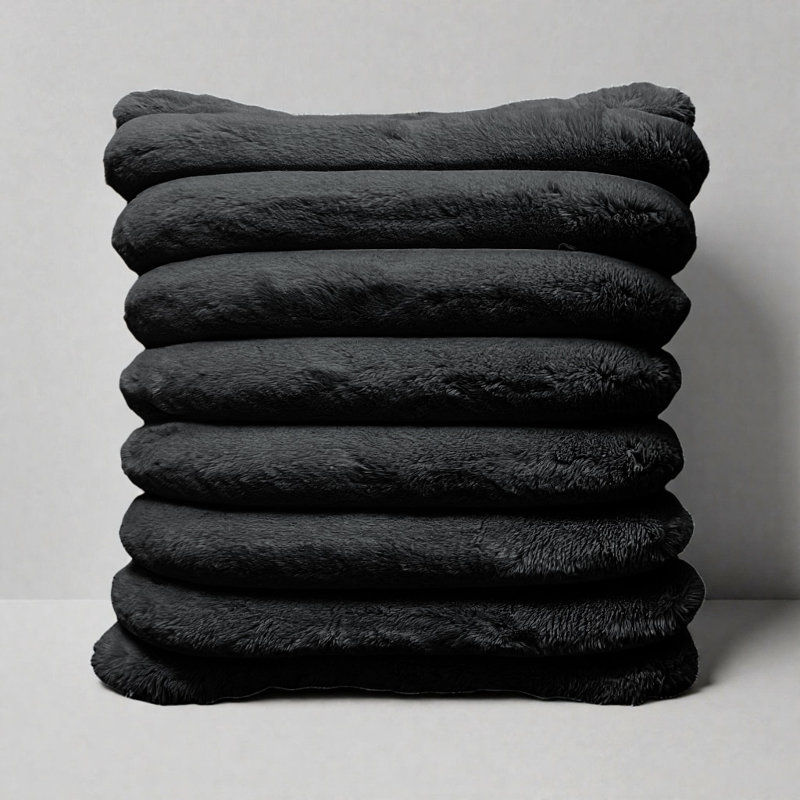 Coussin à poils longs moelleux 2X2 Ft, Noir