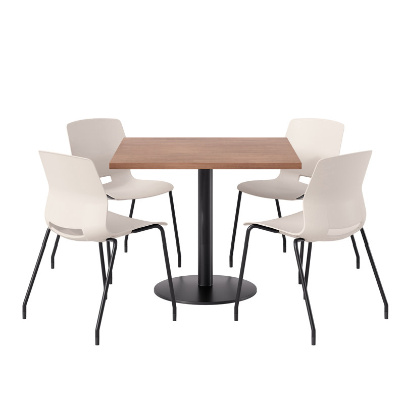 Ensemble repas pour 4 personnes à hauteur de bar, H 41 po x L 42 po x l 42 po, Crème / Noir, Cerise