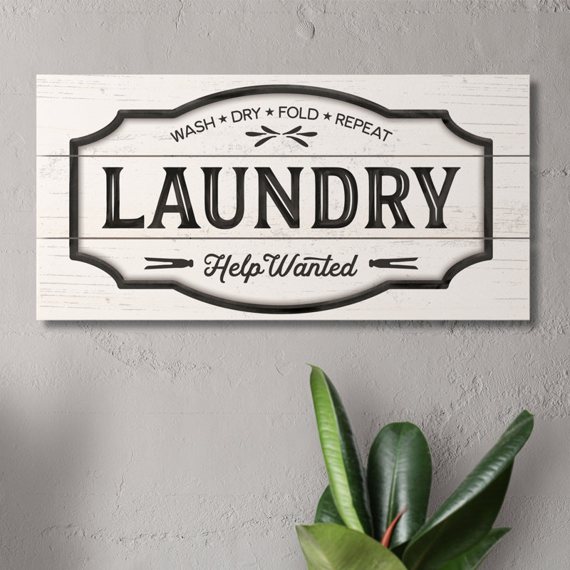 Laundry Help Wanted Hanging Wood Wall Sign