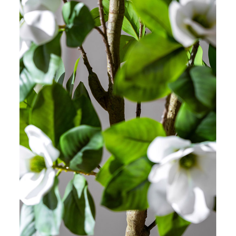 Faux arbre artificiel Magnolia, Blanc/vert