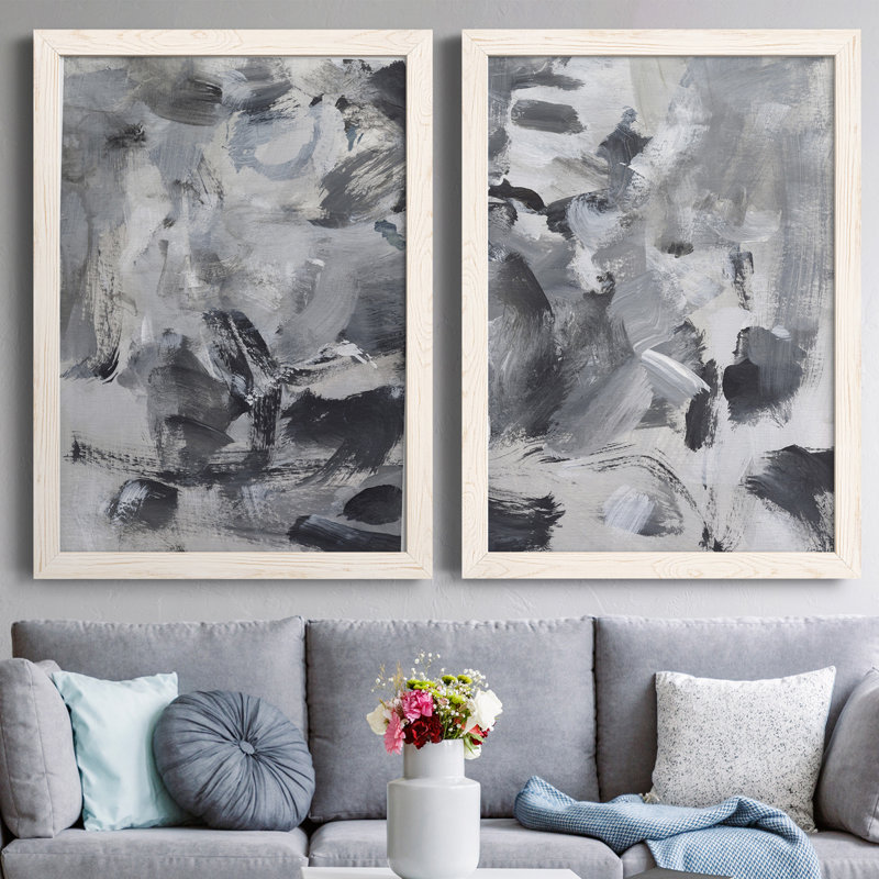 Toile encadrée noire et blanche de qualité supérieure - prête à être accrochée, Toile avec cadre blanc