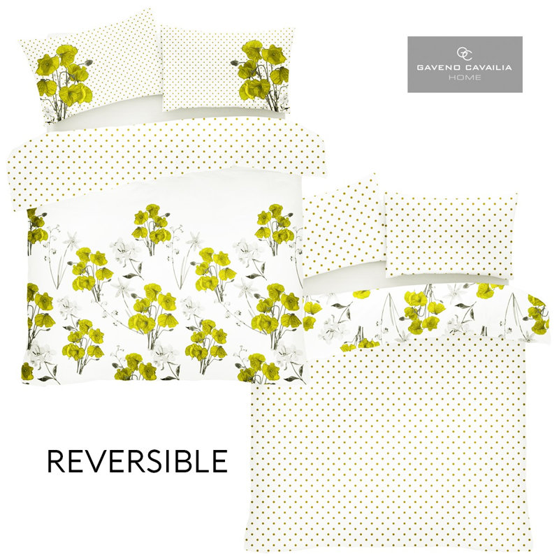 Floral Design Duvet Cover Set Polycotton with Pillowcases - Yarn Bedding, Single, Red