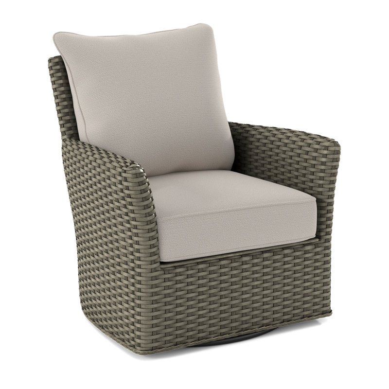 Lanai Upholstered Swivel Armchair, White Textured Performance; 0865-91, Willow