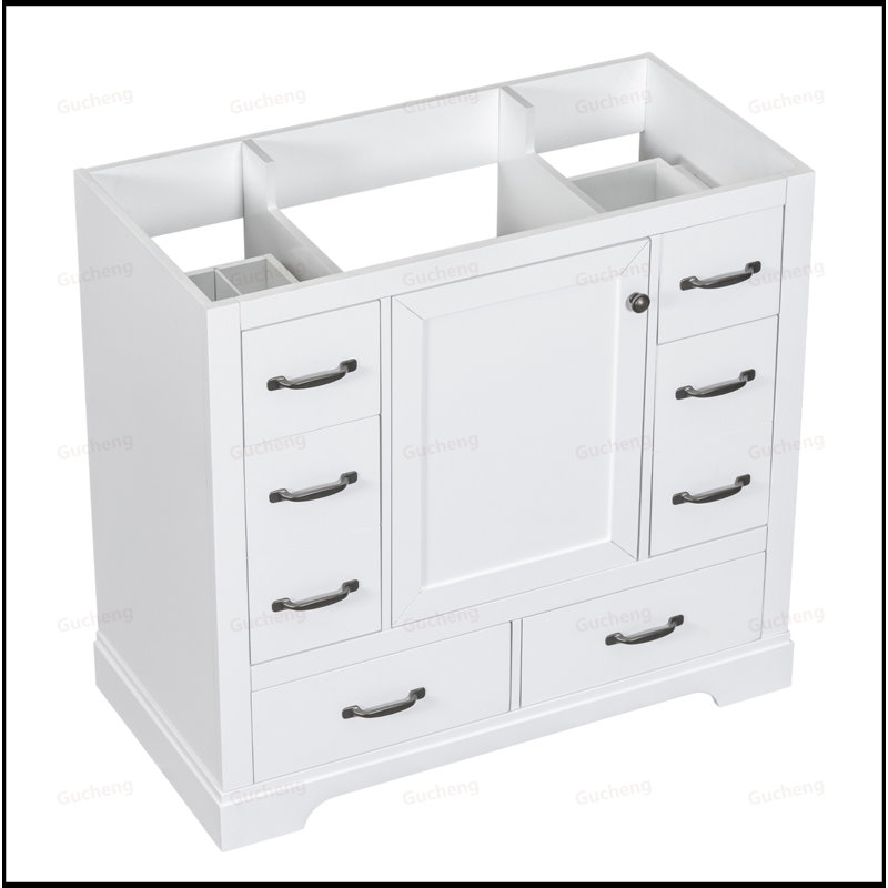 36"Bathroom Vanity With Adjustable Shelf,Cabinet Base Only, White