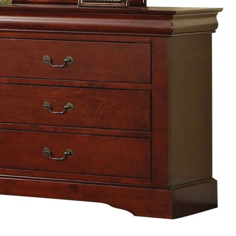 Bedroom Dresser Chest Of Drawers 6 Drawer Dresser Rectangular Dresser Double Dresser, Cherry