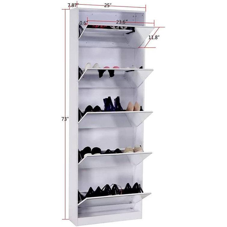 5-Tier Shoe Cabinet Shoe Racks Storage Organizer with Led LightDark Brown &  White