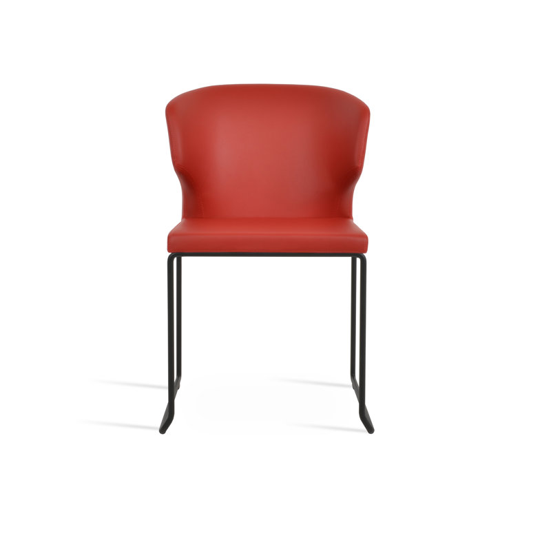 Chaise empilable Amed, Noir, Similicuir bleu