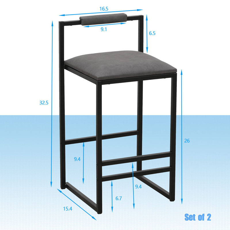 Tabouret de comptoir 26 po Gilleod, gris
