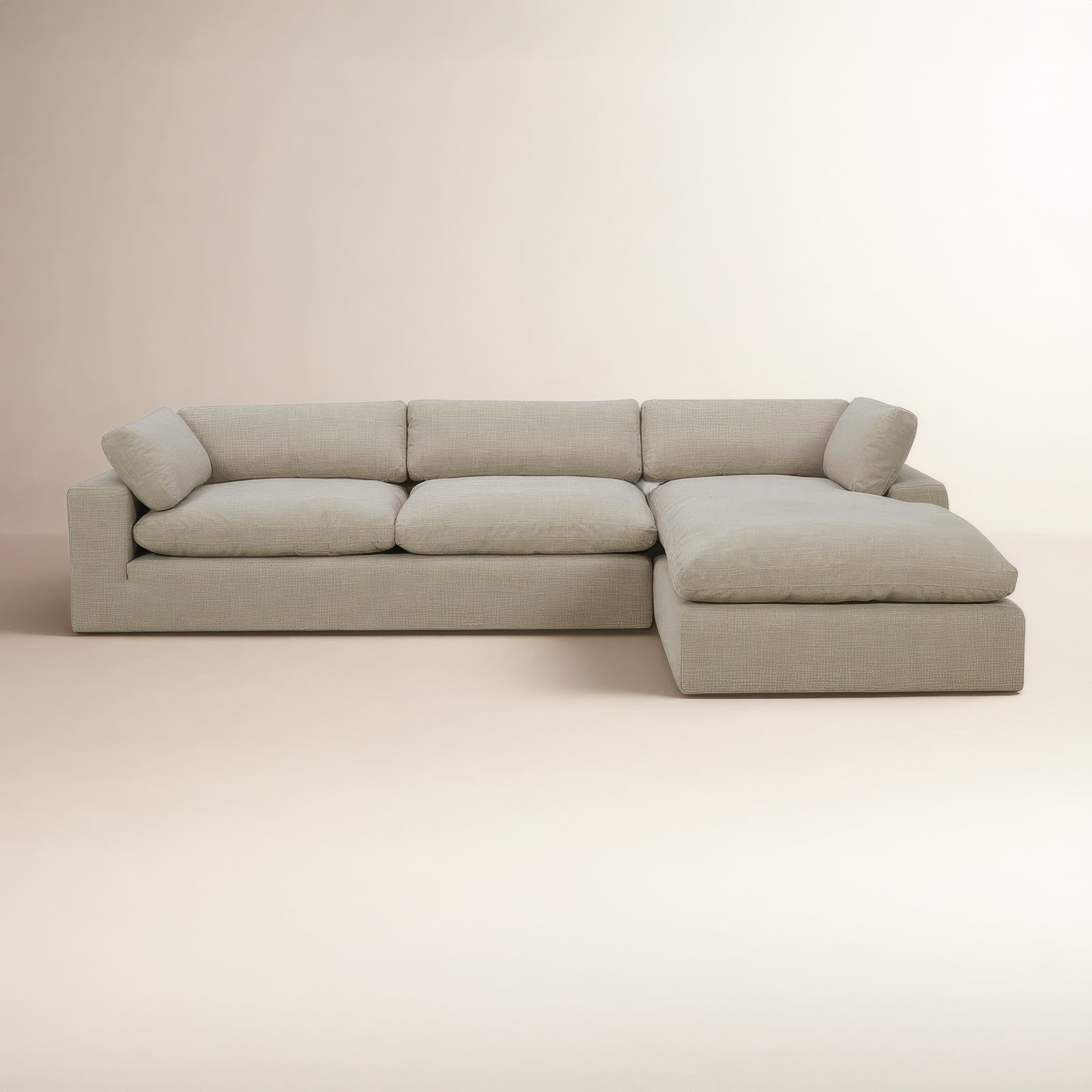 Asher 2 - Piece Upholstered Chaise Sectional , Right Hand Facing, Effie Flax Performance Linen