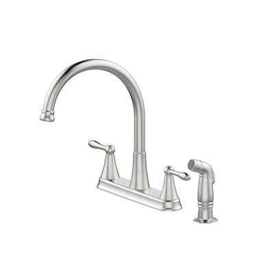 Robinet de cuisine / bar à deux poignées à grande arche avec douchette rétractable Nita Contour - Chrome poli