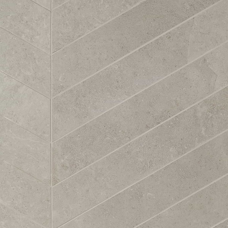 New Rock 4x21 Chevron Matte Porcelain Tile, Fumo Light Gray