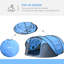 Czech 4 Person Pop-up Camping Tent w/ Ground Sheet 4 Windows Sky Blue