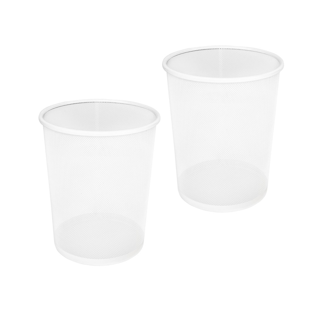 Mesh Trash Can, Waste Paper Basket, Round (Set of 2) Seville Classics 