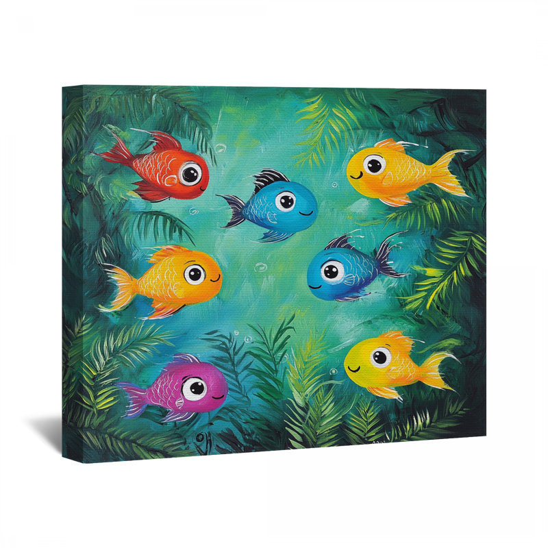 Toile de poisson tendue sur toile - décoration murale marine, H 20 po x l 24 po