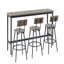 Ensemble de longue table de bar avec 3 tabourets de bar rembourrés en polyuréthane, table de bar industrielle et chaises de salle à manger-1907155342-1907155341