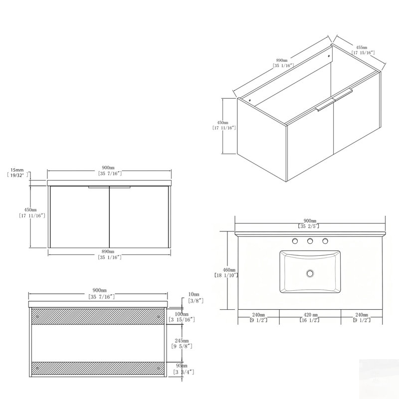Meuble-lavabo flottant avec lavabo, porte à fermeture douce et comptoir en marbre de culture durable pour espaces modernes et compacts