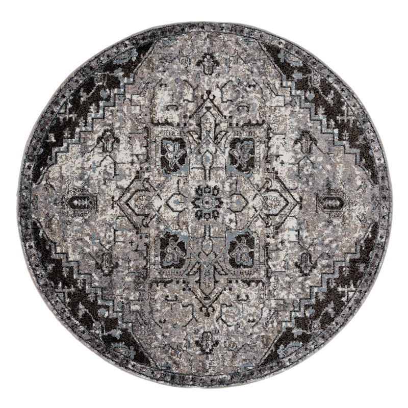 Honig Traditional Medallion Durable Performance Indoor Area Rug, Round 6'7" x 6'7"
