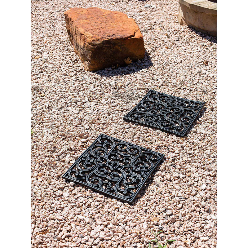 Black Rubber Square Stepping Stones for Garden Pathway