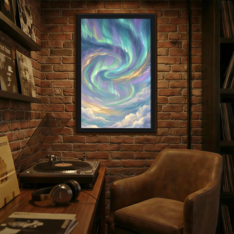 Abstract Aurora Sky Swirl Clouds Colorful Night Pattern, 30" H x 20" W