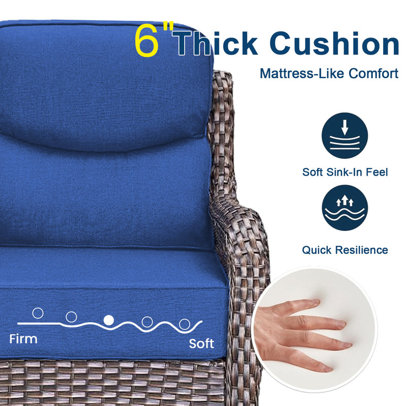 24X24X6 Inch Smile Outdoor Seat Cushions With Removable Cover, 1, Blue