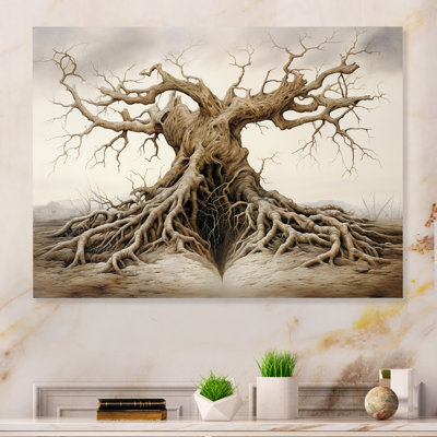 "Arbre torsadé à racines surréalistes" sur métal