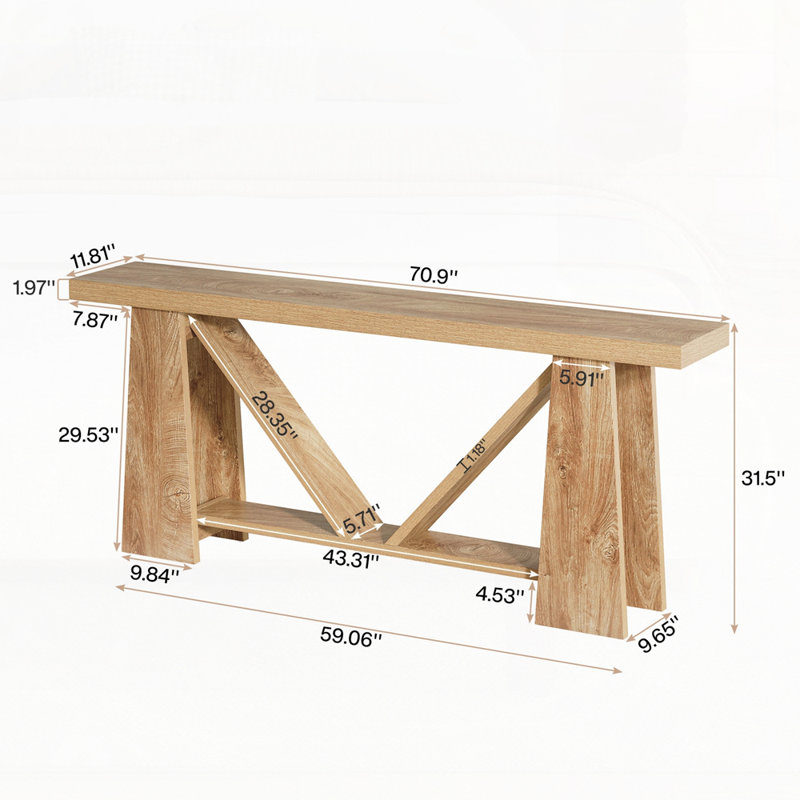 Console de 70,9 po , Bois naturel