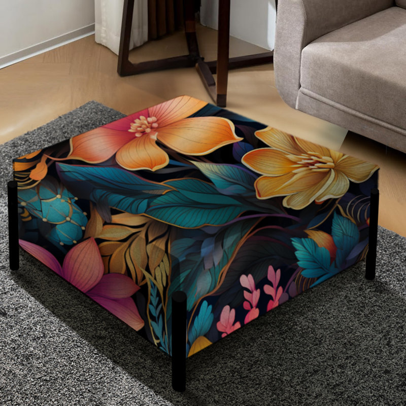 Moroccan Oasis Ii Botanical Pattern - Botanical Large Square Ottoman