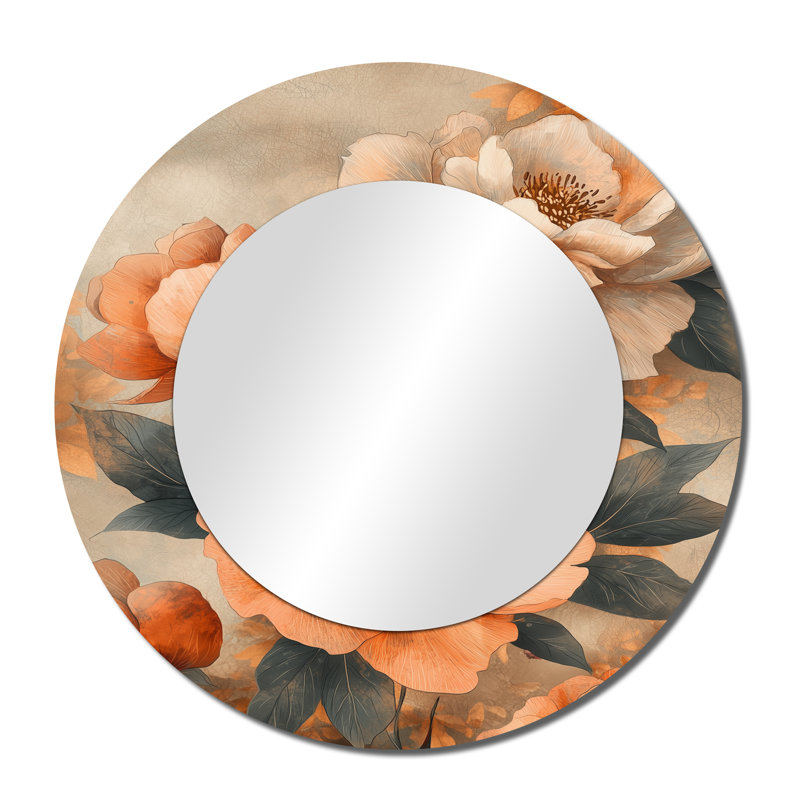 Peony Autumn Blooms Serenade I - décoration murale miroir floral - imprimé sur métal, 36 po x 36 po
