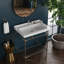 Gloss White Fireclay Rectangular Console Bathroom Sink with Overflow-49500074-119167068