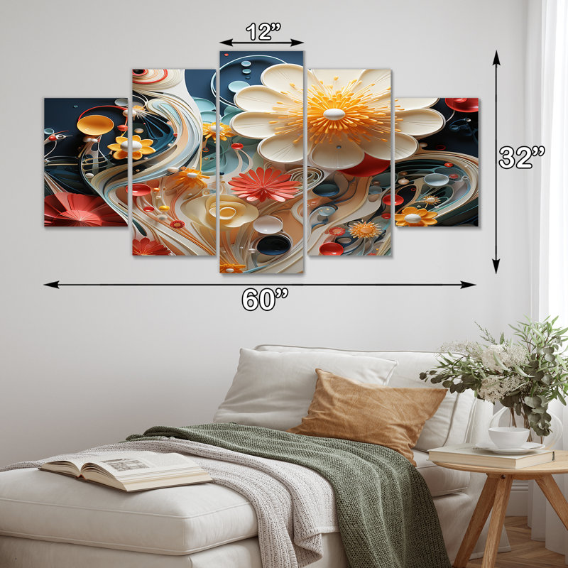 Nels - Art mural floral moderne pour le salon 5 pièces