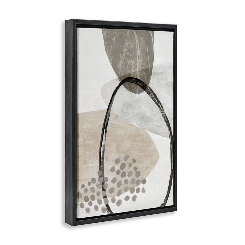 «Oblong and Circular Abstractions», art mural encadré par Floater, Cadre flottant noir de jais, H 25 po x l 17 po