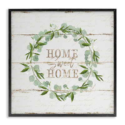 Motif de planche rustique Sweet Home Greeting Eucalyptus - art textuel sur toile