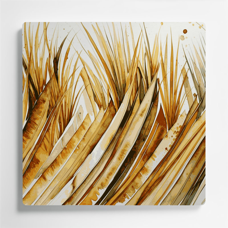 Art mural en métal beige, jupes hawaïennes, H 32 po x l 32 po