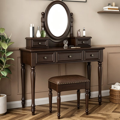 43.31"French-style minimalist full-solid wood dressing table