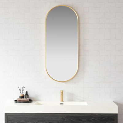 Mercer41 Elaya 19.7 in. W x 45 in. H Oval Aluminum Framed Wall Mount Mirror