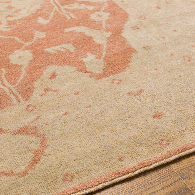 Normandy Wool Oriental Area Rug in Taupe/Red, Rectangle 4' x 6'