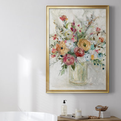 Toile contemporaine encadrée de qualité supérieure avec bouquet contemporain