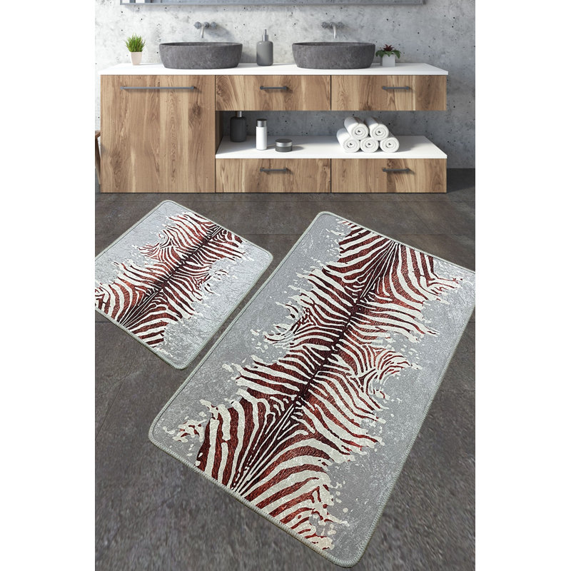 Ensemble de luxueux tapis de bain (2 pièces) en polyester antibactérien de 23,6 po x 39,4 po et de 19,7 po x 23,6 po | Poils doux de 0,4 po de hauteur, dessous antidérapant, lavable à la machine | Idéal pour le confort et la sécurité de la salle de bain