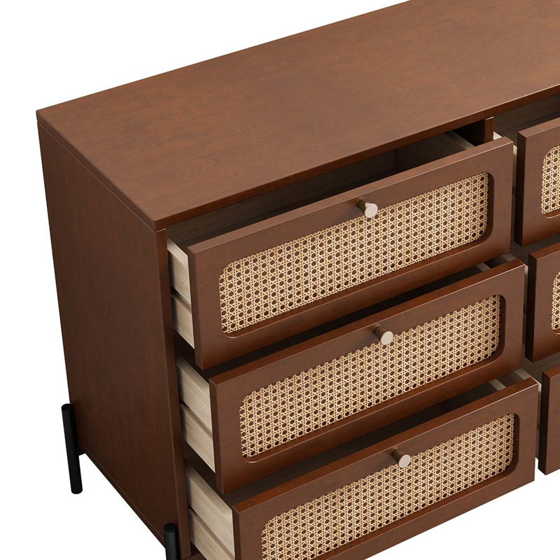 Console Bubacarr avec 6 tiroirs pour le rangement, convient au salon, à l’appartement, Noyer