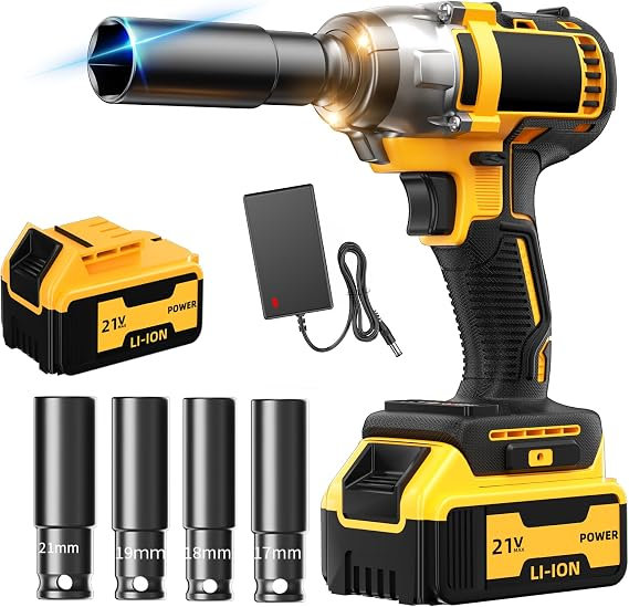 Outil à percussion électrique 3-en-1 avec moteur sans balai, contrôle de couple 350N / M, combo complet avec 1 pile au Lithium, 4 douilles