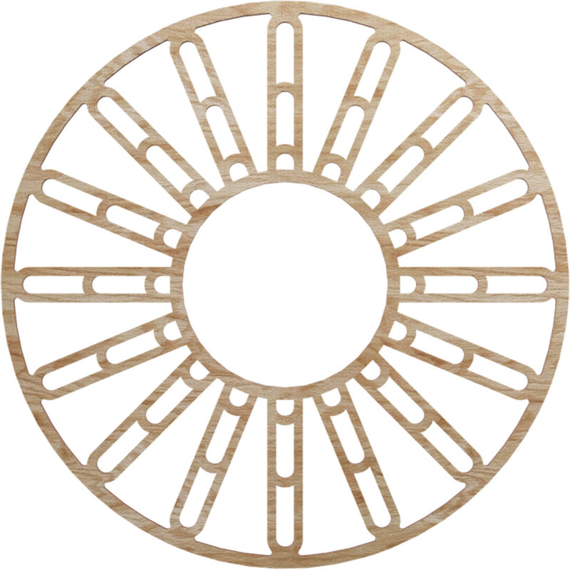 Médaillon de plafond en bois d'aulne 24 po x 8 3/4 po x H 3/8 po, H 24 po x l 24 po x P 0,25 po, Chêne rouge