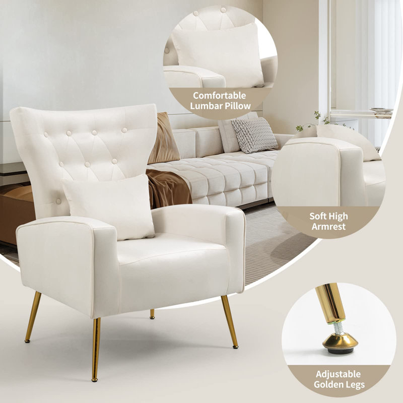 Velvet Armchair, White Velvet