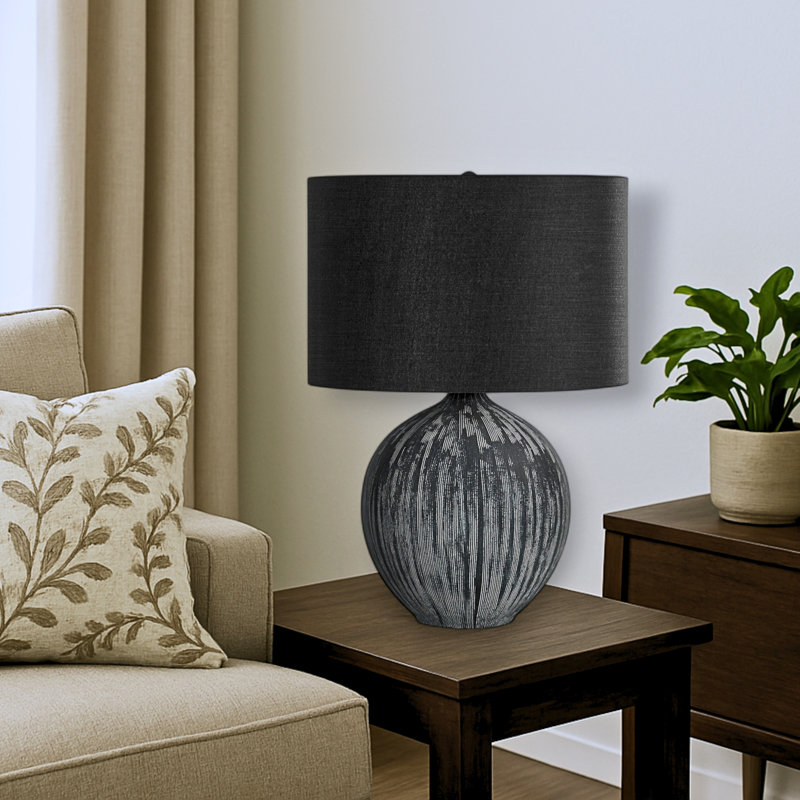 Wendell Ceramic Metal Table Lamp with Black Shade, 22.8'' H X 15.89'' W X 15.76'' D
