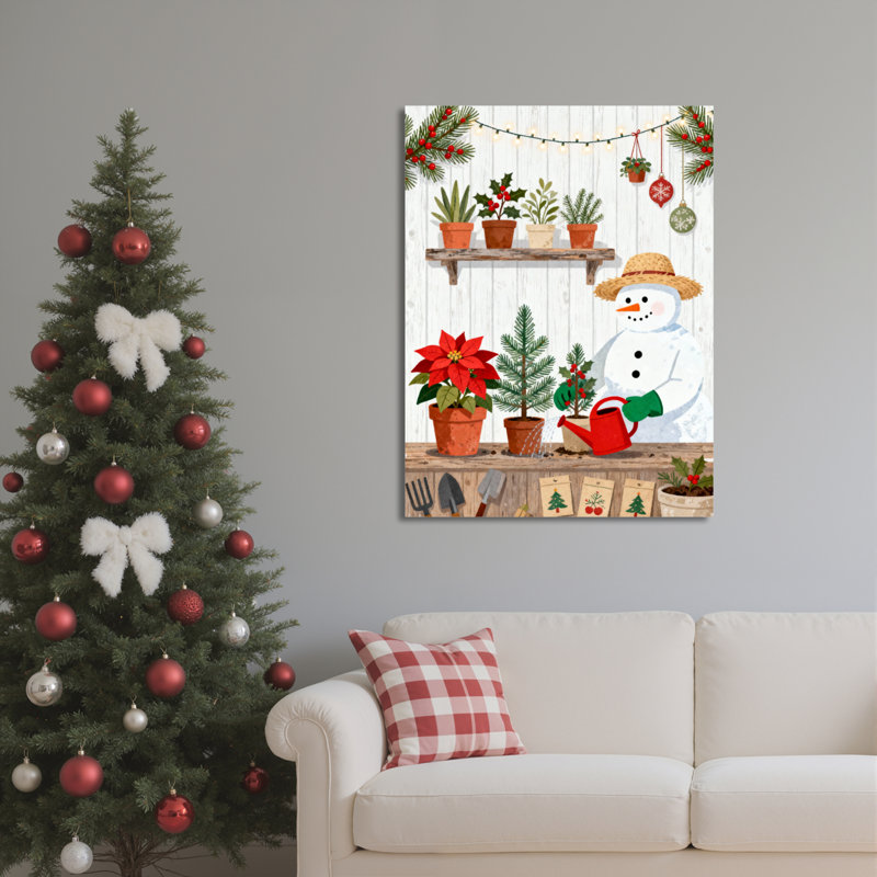 «Garden Snowman», art mural sur toile, H 24 po x l 16 po