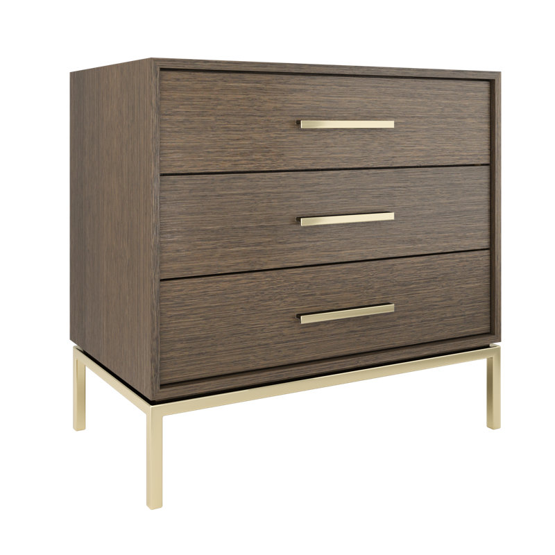 Rift White Oak Three-Drawer Single Bath Vanity, 36", Smoked Modern, Satin Gold