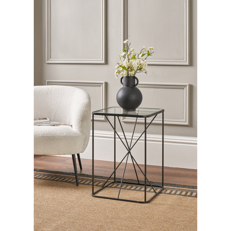Butoves Glass Top Frame End Table
