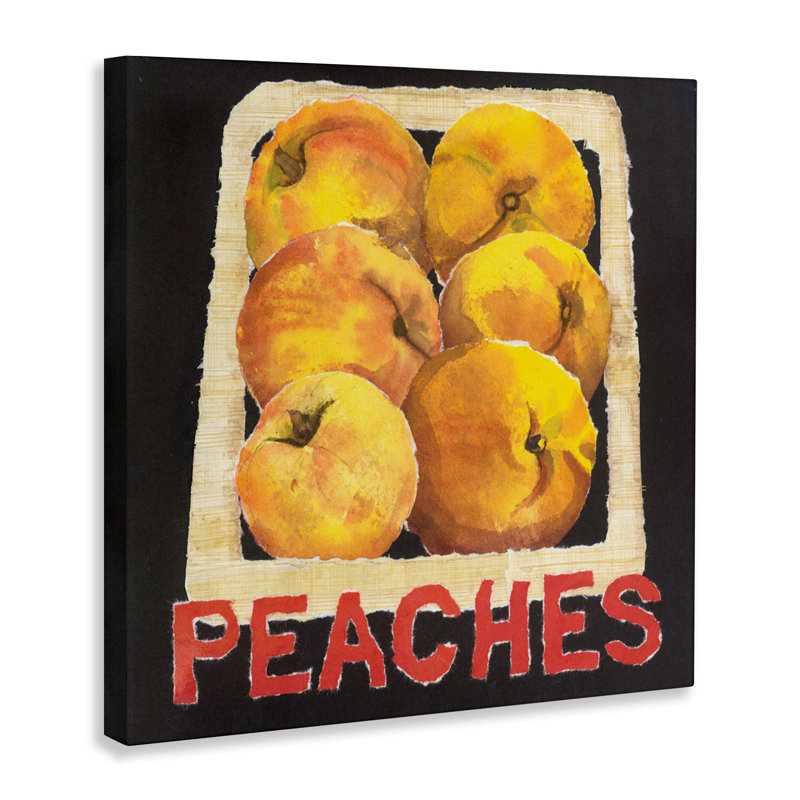 Collage sur toile de pêche de jardin, design par Nancy Overton, H 24 po x l 24 po