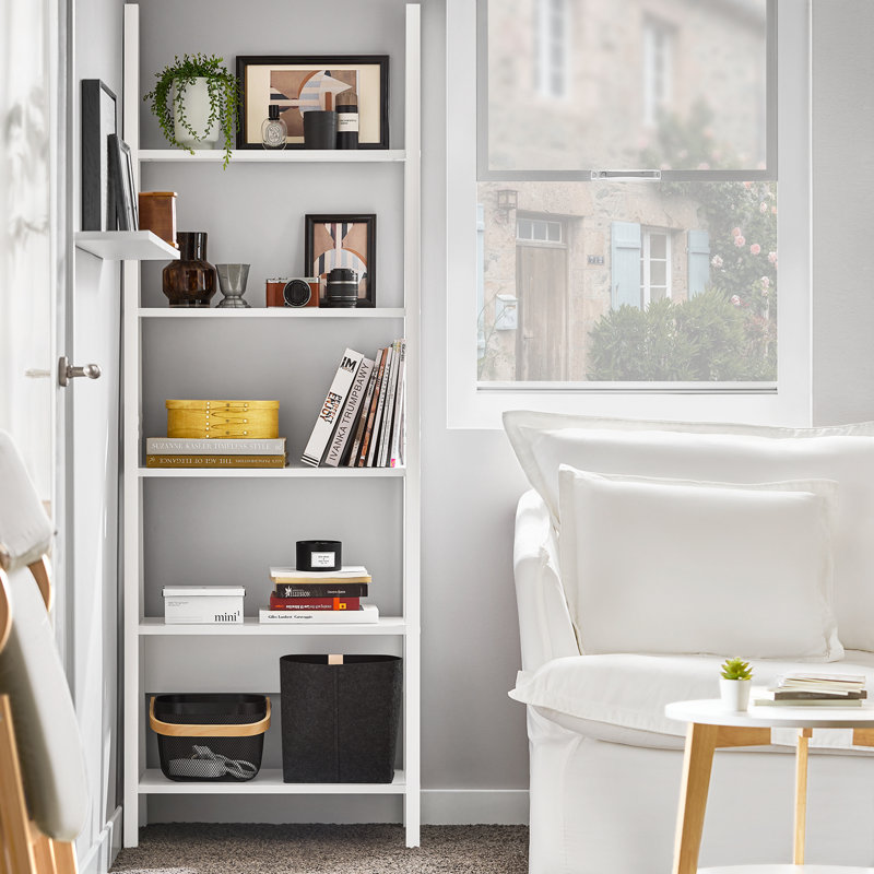 Madilynn 180cm H x 64cm W Ladder Bookcase, White