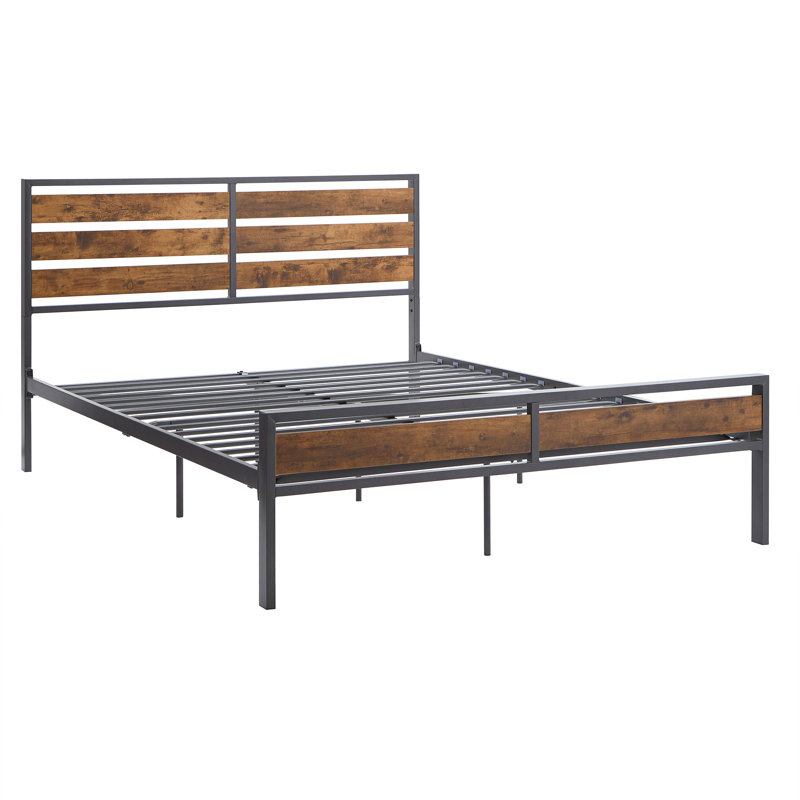 Lit plateforme en fer, Double, Gris