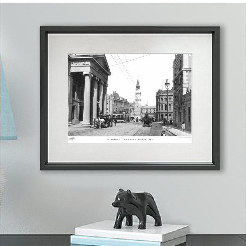 Plymouth, The Clock Tower 1900 by Francis Frith - Single Picture Frame Print, 40cm H x 50cm W x 2.3cm D